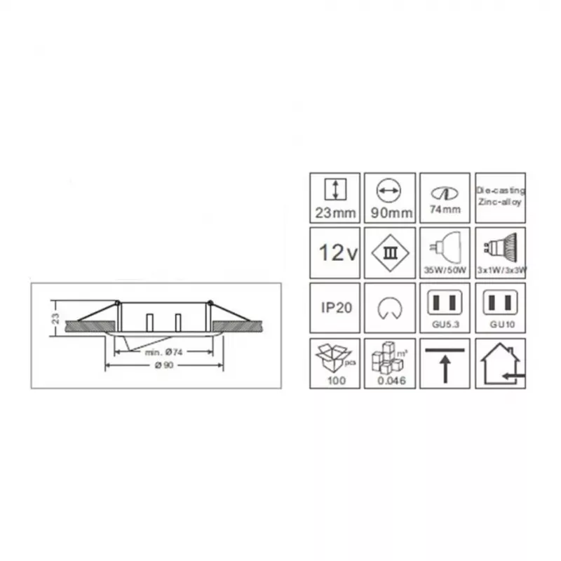 Synergy 21 LED Retrofit GU10 / GX5,3 stropná vstavaná súprava D04-biela