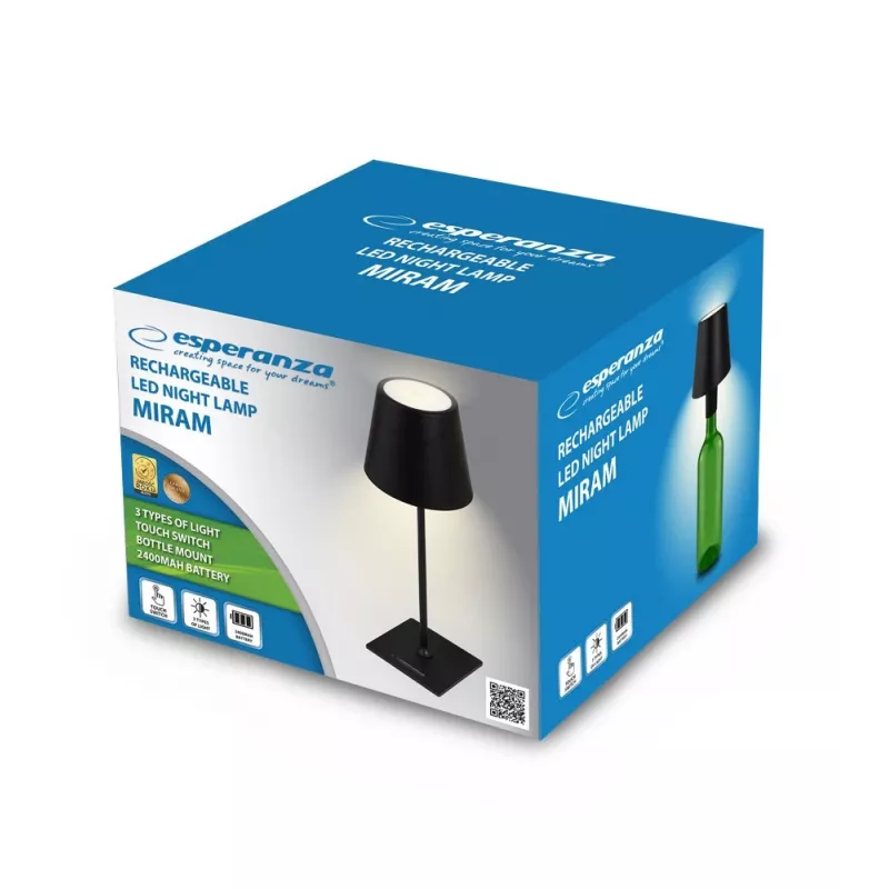 Esperanza ELD119K Miram LED stolná lampa, čierna