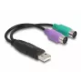 DeLOCK USB na PS/2 adaptér 0,17 m 2x 6-pol. Mini-DIN USB A