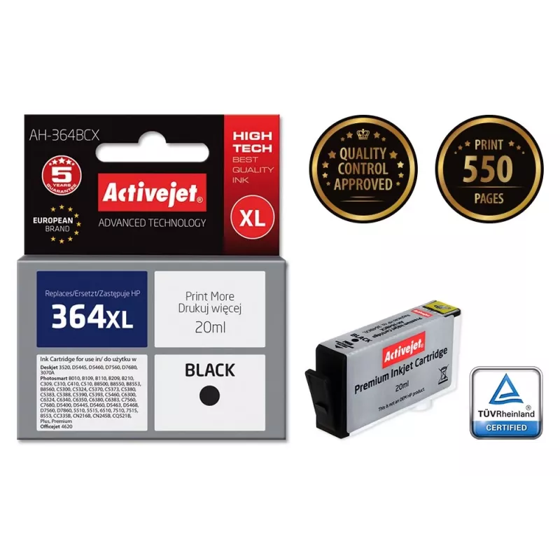 Activejet AH-364BCX atramentová kazeta (náhrada za HP 364XL CN684EE; Premium; 20 ml; čierna)