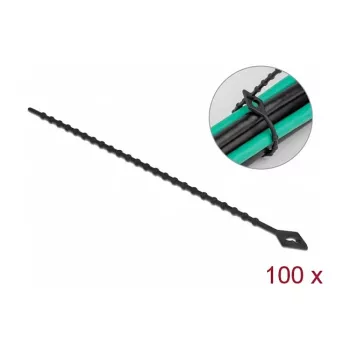 Paralelná káblová spona DeLOCK Beaded káblová spona D 200 x Š 2,4 mm čierna 100 kusov