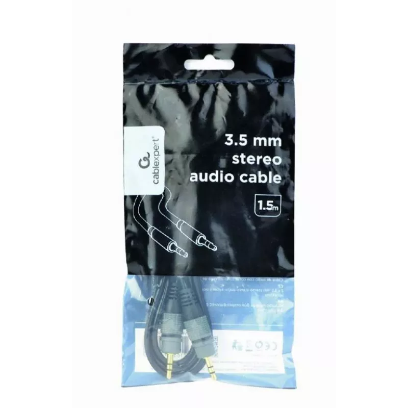 Audio kábel Gembird 3,5 mm konektor–konektor, 1,5 m, pozlátené kontakty, čierny