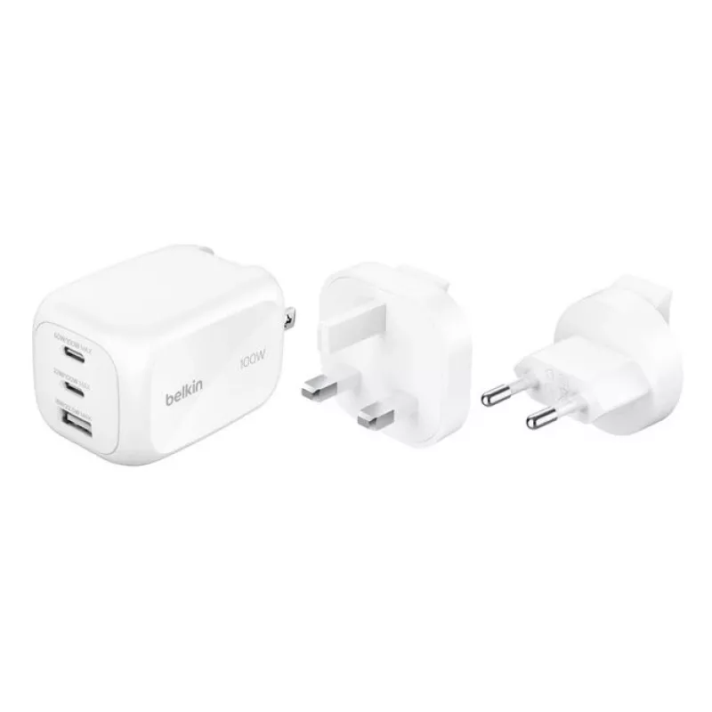 Nástenná nabíjačka Belkin BOOSTCHARGE 100W 2C1A WCH016HQWH s vymeniteľnou zástrčkou