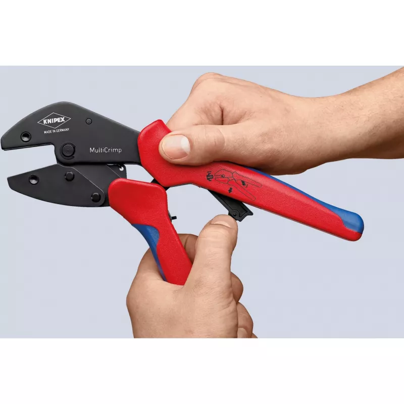 Knipex 97 33 02 káblové krimpovacie kliešte krimpovací nástroj modrý, červený