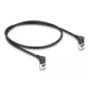 Sieťový kábel DeLOCK RJ45 Cat.6A S/FTP tenký 90° nahor 0,5 m čierny