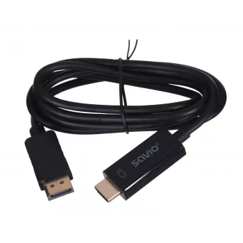 SAVIO video kábel adaptér DisplayPort na HDMI Type A CL-56, 1,5 m, čierna