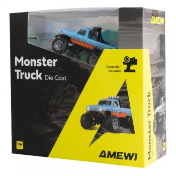 Rádiom ovládaný Amewi Monster Truck DieCast 1:64 RTR, modrá/oranžová