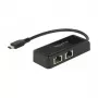 DeLOCK 63927 Adaptér USB-C na 2x Gigabit LAN, čierny