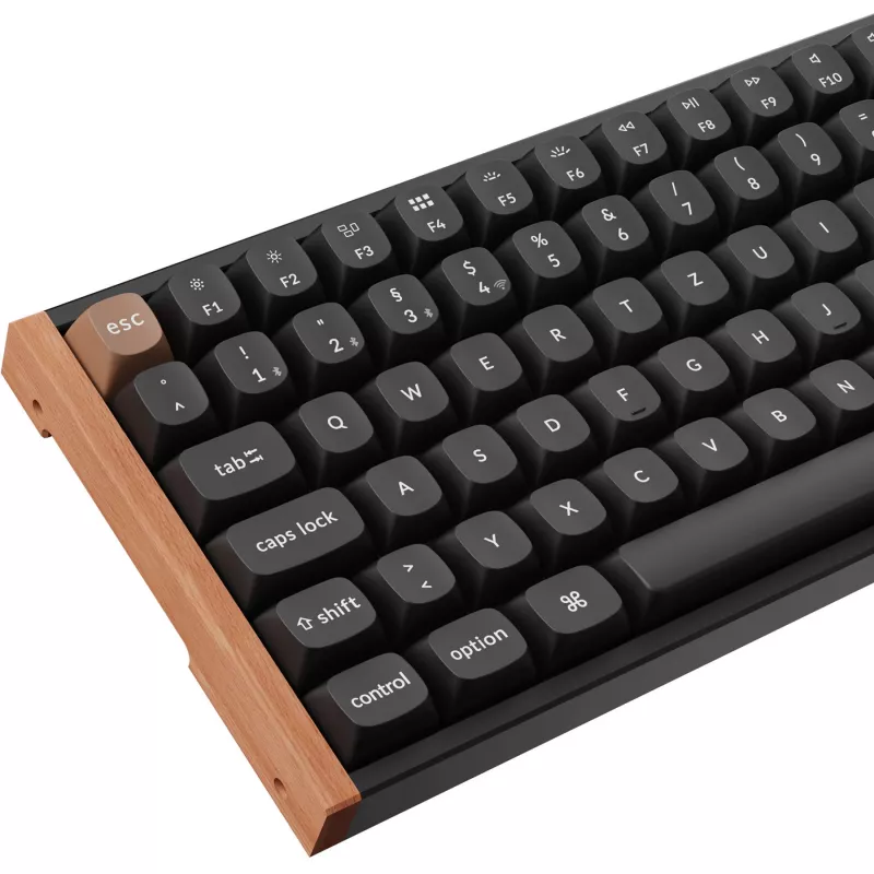 Keychron K2 HE (čierna/drevo, DE-layout, Gateron Double-Rail Magnetic Nebula, hliníkový rám)