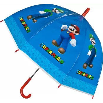 Dáždnik (manuálny) Kids Euroswan Super Mario — priehľadná strecha, detská veľkosť