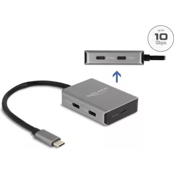 USB Type-C hub DeLOCK 64249 10000 Mbit/s čierna sivá