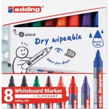 Whiteboardový marker Edding 4-360-8-S2999, hrot 1,5–3 mm, triedené farby, balenie 8 ks