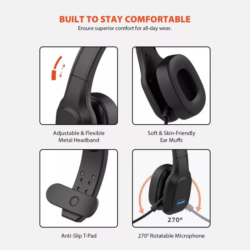 Audiocore 74452 Bluetooth headset slúchadlá potlačenie hluku mikrofón Call Center Google Siri kancelária bezdrôtový