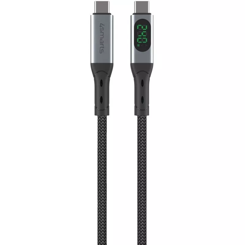 USB kábel 4smarts 541438 USB4 Gen 2x2 1,5 m USB-C čierny sivý