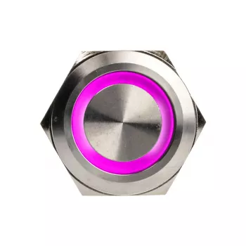 Vandalizmu odolný tlačidlový spínač DimasTech PD197 25 mm Silverline krúžok