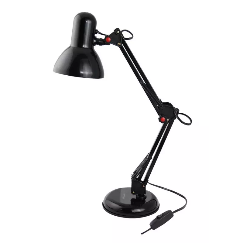Stolová lampa ESPERANZA AVIOR E27 12W LED, čierna, výškovo nastaviteľná, flexibilné rameno, pätica E27