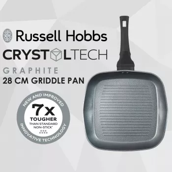 Grilovacia panvica Russell Hobbs RH01861EU7 28 cm Crystaltech – nepriľnavá povrch na pečenie, plochá grilovacia panvica