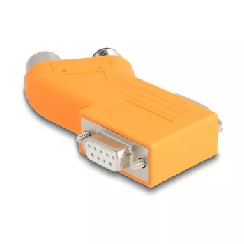 DELOCK CAN-Bus rozdeľovač D-Sub 9 (konektor samec/samica) na M12 5-polový A-kódovaný (konektor samec/samica) 35° oranžový
