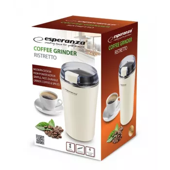 Kávomlynček s nerezovým nožom ESPERANZA EKC008W, 160 W, kapacita 70 g, priemer 8,7 cm, výška 17 cm, biely