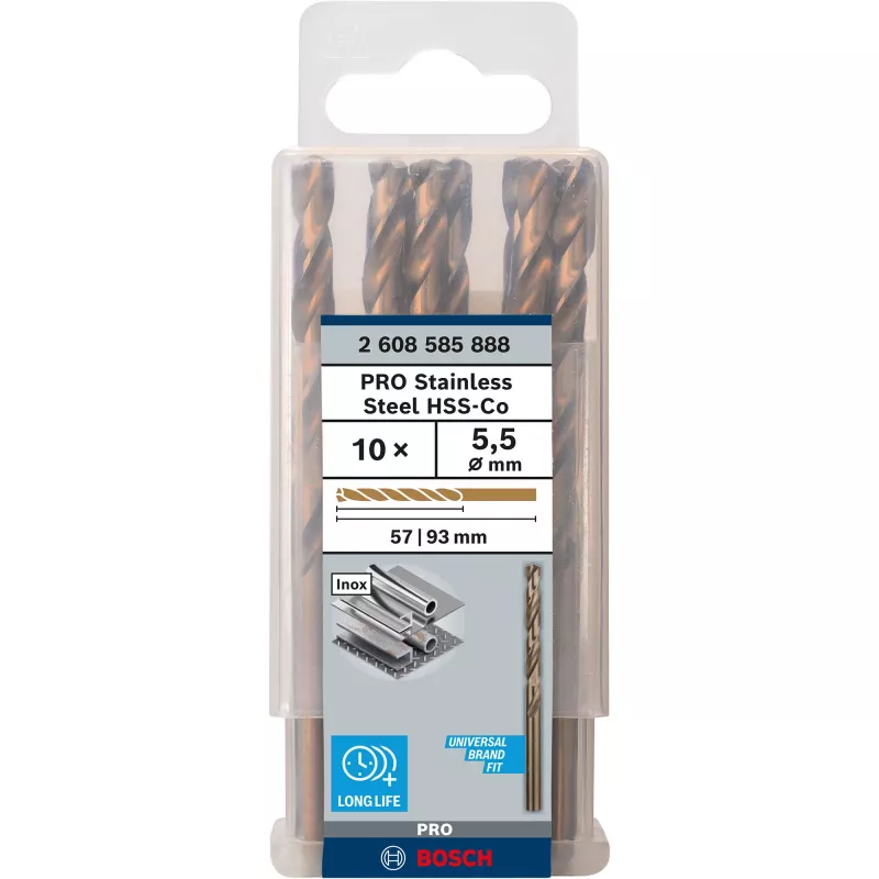 Bosch PRO Stainless Steel HSS-Co špirálový vrták, Ø 5,5 mm, 10 ks