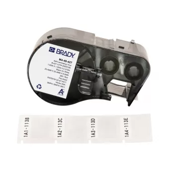 Brady, M4-49-427, samolaminovacia vinylová, biela/transparentná, 25,40 x 9,53(25,40) mm, permanentná, pre priemer kábla 2,70 – 5,10 mm (260 ks) (170750)