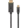 Goobay USB-C na HDMI pletený kábel 4K pri 60 Hz 1 m čierny strieborný - -konektor> (75699)