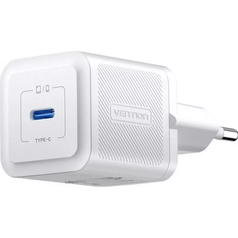 Vention mobilná nabíjačka FEPW0-EU – 20W USB-C interiérová AC nabíjačka pre smartphone, tablet, smartwatch, slúchadlá, biela