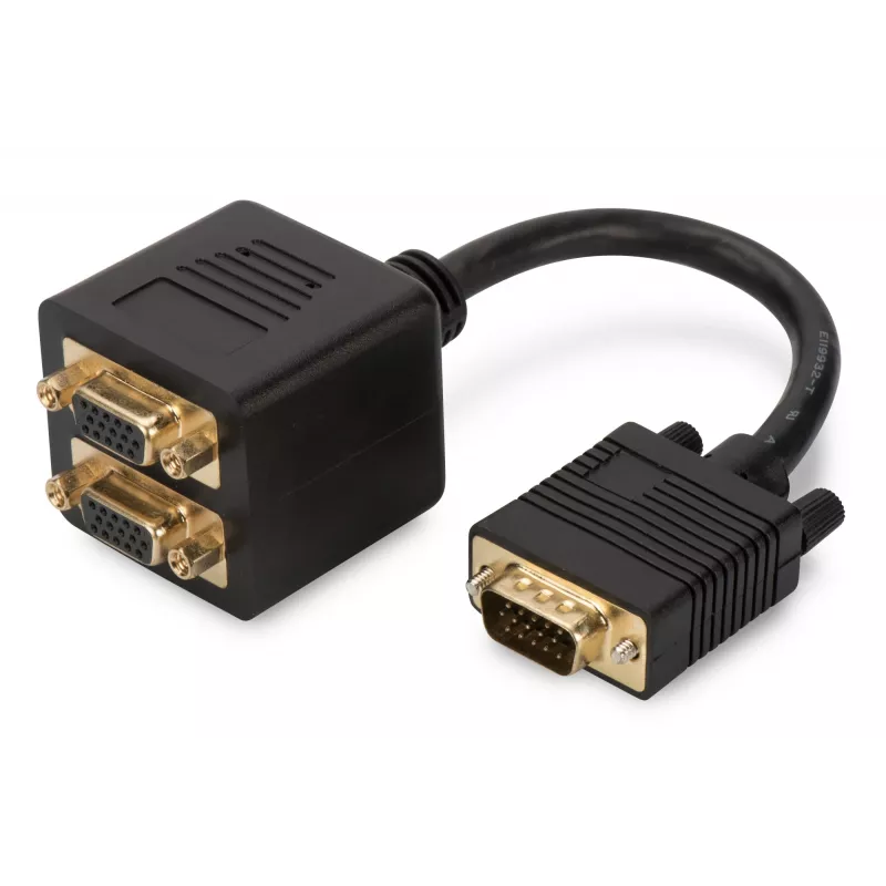 Digitus AK-310400-002-S VGA Y rozdeľovací kábel HD15 na 2x HD15, 0,2 m, čierny