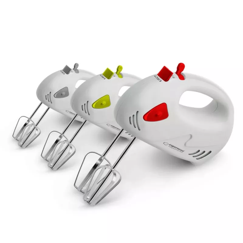 Ručný mixér ESPERANZA EKM007G — 150 W, 7 rýchlostí, metlička, ergonomická rukoväť, 1,1 m kábel, zelená/biela