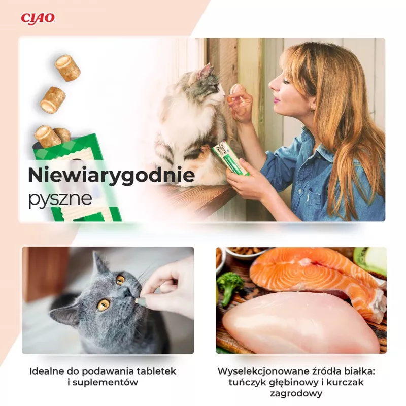 INABA Churu Bites tuniak s kuracím mäsom - maškrty pre mačky - 3x10 g