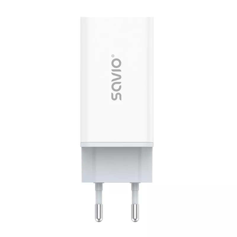 SAVIO LA-07 GaN 65W napájací zdroj, USB, QC4.0+, PD 3.0, biely