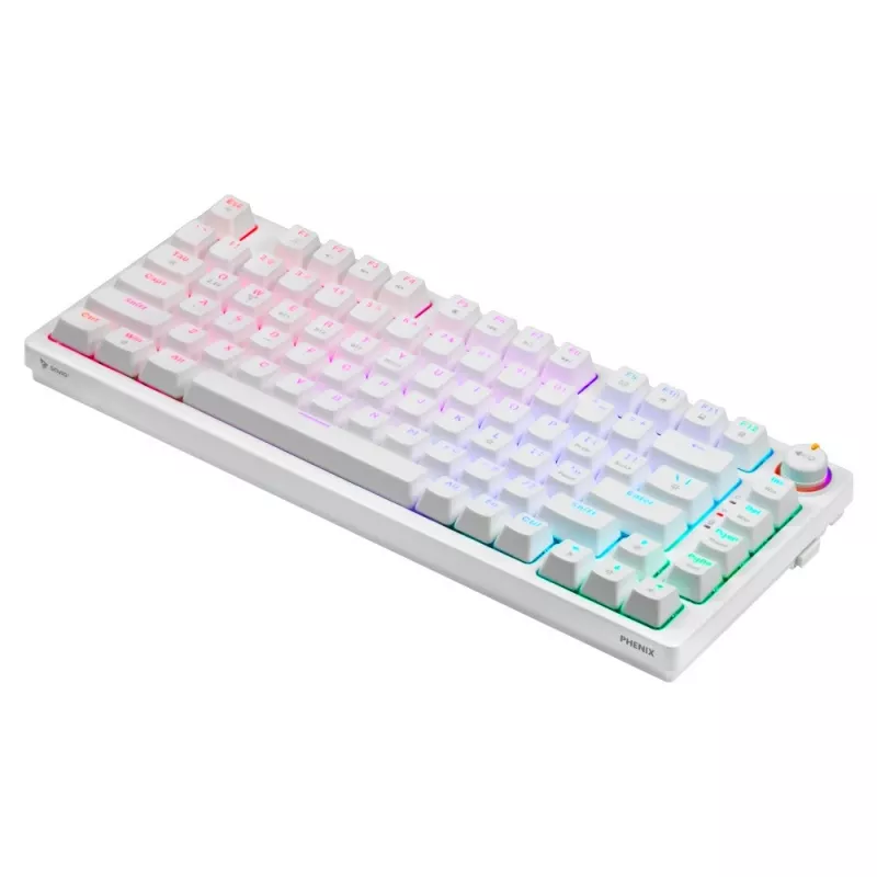 SAVIO PHENIX WHITE bezdrôtová mechanická klávesnica, Gateron Red Pro, ABS