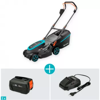 Akumulátorová kosačka PowerMax 37/36V P4A Ready-To-Use Set, 36 Volt (2x18V) (čierna/sivá, 2x Li-Ion batéria 4,0Ah, POWER FOR ALL ALLIANCE)