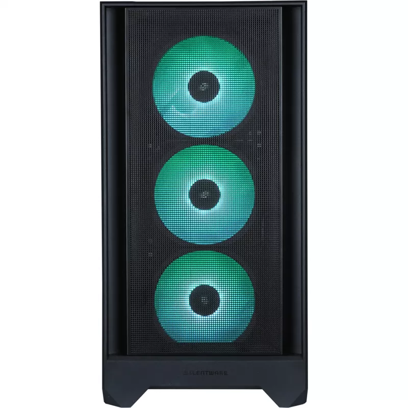 PC skriňa Silentware Flow 110 A-RGB čierna — Mid-Tower skriňa, bočný panel z tvrdeného skla