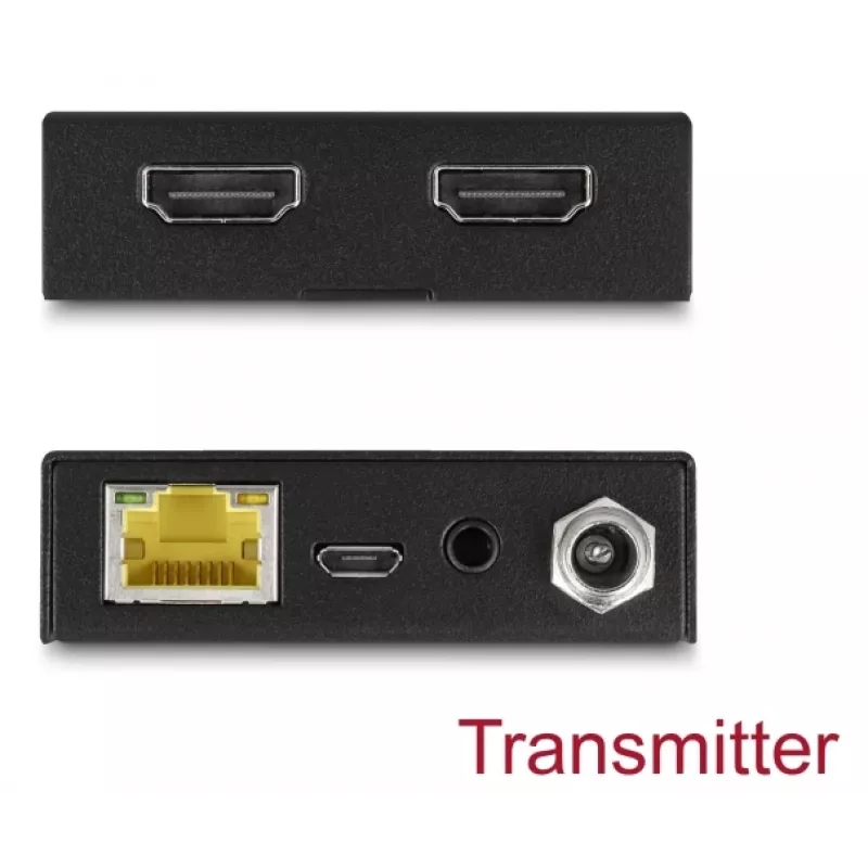 Sada AV vysielača a prijímača DELOCK 65955 — Cat6/Cat6a HDMI extender, až do 3840×2160, káblový, napájanie Micro-USB-B