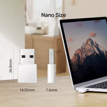 Sieťový USB adaptér MERCUSYS MA30N — dvojpásmové Wi-Fi (2,4/5 GHz), 400/867 Mbit/s, USB 2.0, interná anténa, biela