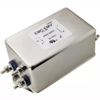 Akyga EN2060-20-S jednofázový EMI filter, 20 A, 120–250 V AC, 50/60 Hz, M4 skrutkové konektory