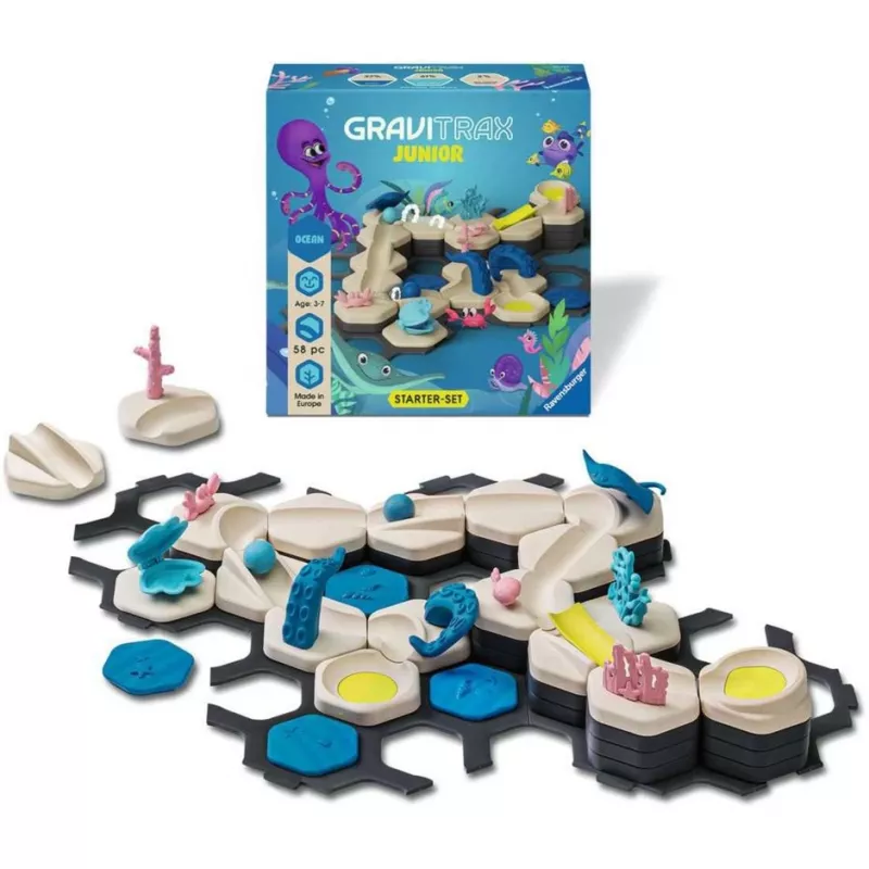 Stavebnica mramorovej dráhy Ravensburger GraviTrax Junior Starter-Set S Wüstenstrecke, model 24585