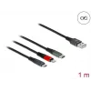 Delock - Lightning kábel, len na nabíjanie - USB samec na Micro-USB Type B, Lightning, USB-C samec - 1,0m - čierny (87277)