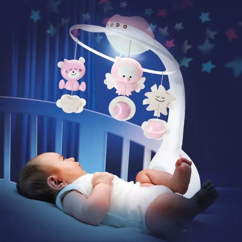 Detská hudobná hračka B-kids 3in1 Infantino 150302050 – pudrovo ružová, 3-in-1 upokojujúca hračka