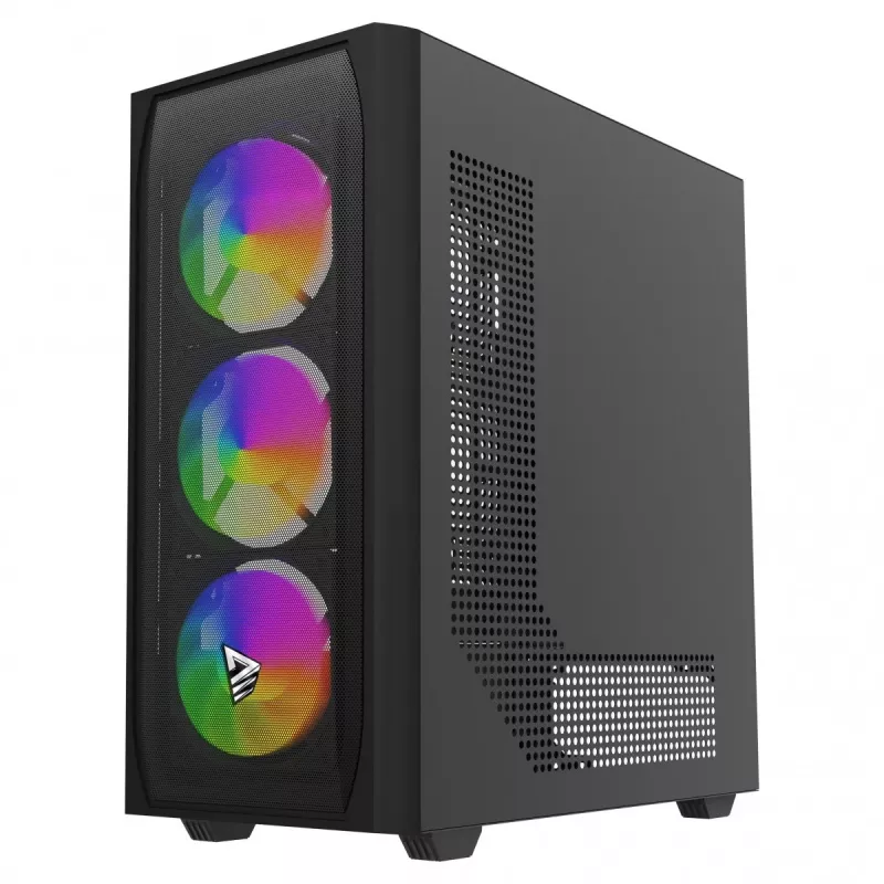 PC skriňa SAVIO Noctis Flow RGB — Cube, ATX/Mini-ITX, 3x 120 mm predné ventilátory, bočné okno z tvrdeného skla, max. GPU 35 cm