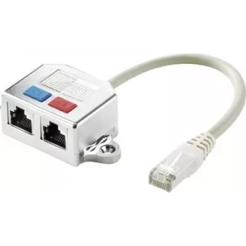 Renkforce RJ45 sieťový T-adapter CAT 5e [2x RJ45 konektor samica - 1x RJ45 konektor samec] 15,00 cm kov (RF-4538140)