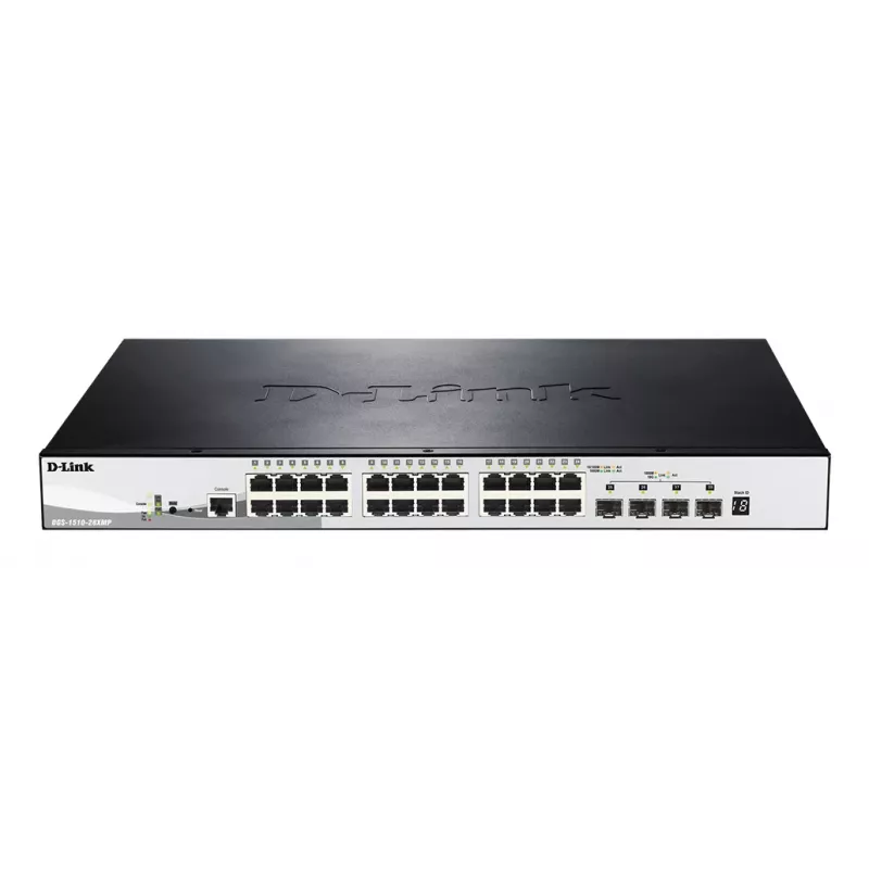 D-Link DGS-1510-28XMP Managed L2/L3 Gigabit Ethernet (10/100/1000) Power over Ethernet (PoE) čierna, sivá