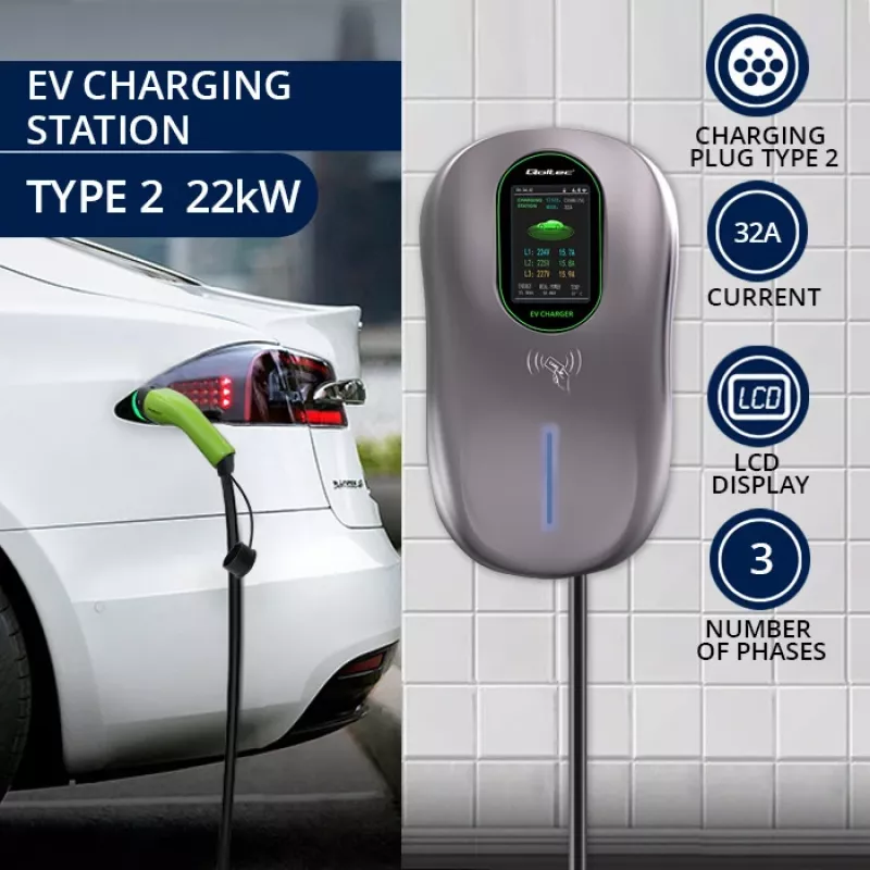 EV nabíjacia stanica QOLTEC 52430 22 kW WLAN RFID 3-fázová, 32 A, Type 2, IP54
