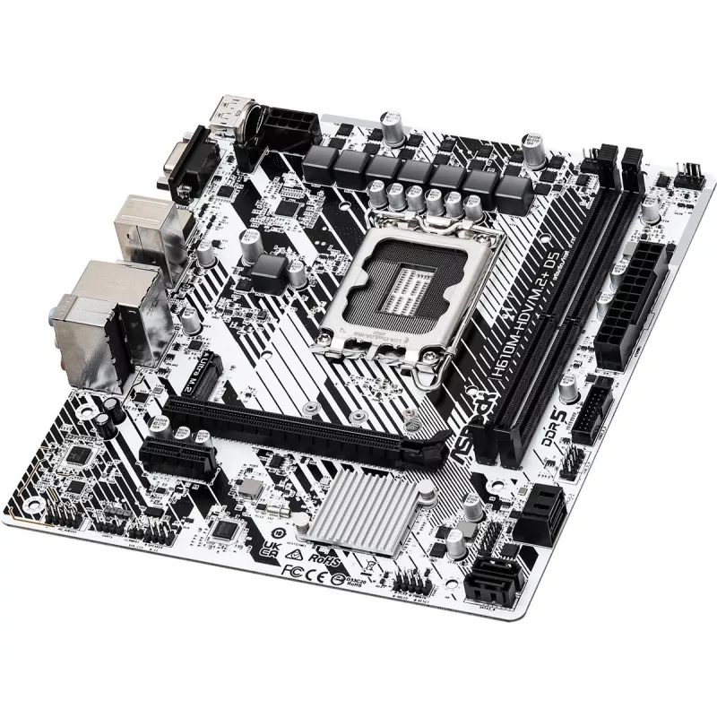 ASRock H610M-HDV/M.2+ D5 základná doska, Intel H610, LGA 1700, Micro-ATX, 2x DDR5 DIMM (max. 96 GB), PCIe 4.0 x16, 1x M.2, 4x SATA III, HDMI, DisplayPort, VGA, USB-C 3.2 Gen 1, Gigabit LAN