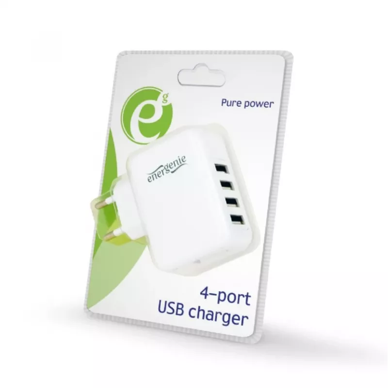 USB nabíjačka univerzálna biela/4-portová EG-U4AC-02 GEMBIRD