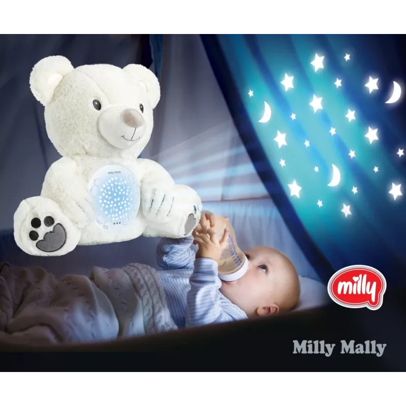 Plušový projektorová hračka Milly Mally medveď 5656 s jemným svetlom do detskej izby