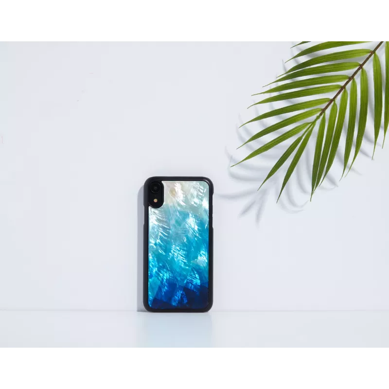 Puzdro na telefón iKins pre iPhone XR – modré jazero zvonku, čierna vnútri