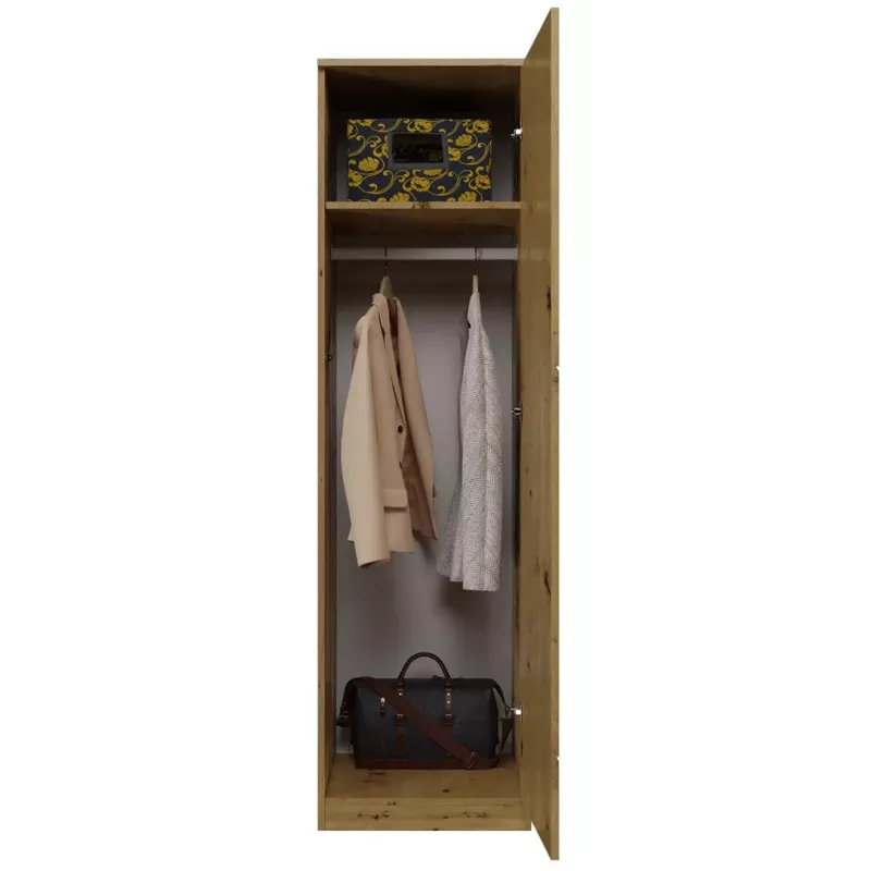 Topeshop SD-50 ARTISAN KPL spálňová skriňa/šatník 5 políc 1 dvere dub