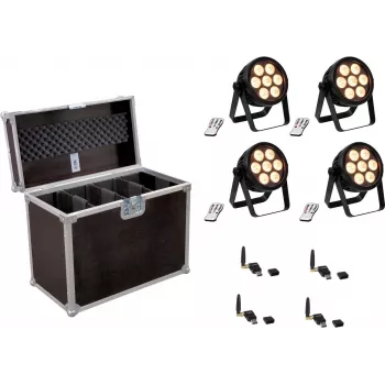 LED reflektor EUROLITE 4C-7 Silent štíhly 4x s USB QuickDMX – kompaktný 4-hlavový DMX reflektor